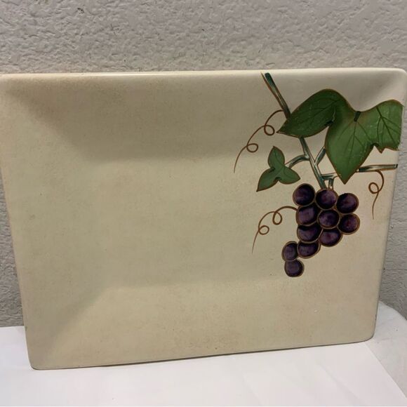 Mikasa Stoneware CHABLIS CW409 Grapes Vines Rectangular Serving Platter - Picture 1 of 7